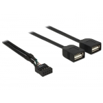 DELOCK USB CABLE 10PIN TO 2X USB (f) 0.6M