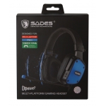 SADES Gaming Headset Dpower, 3.5mm, 40mm ακουστικά, Blue